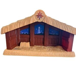 Vintage Fisher-Price Little People Nativity Manger Stable Light Music 2002 WORKS